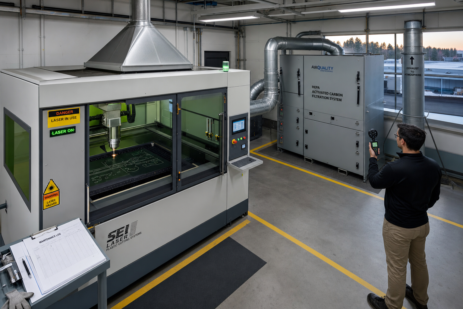 Ventilatie-installatie voor lasersnijden