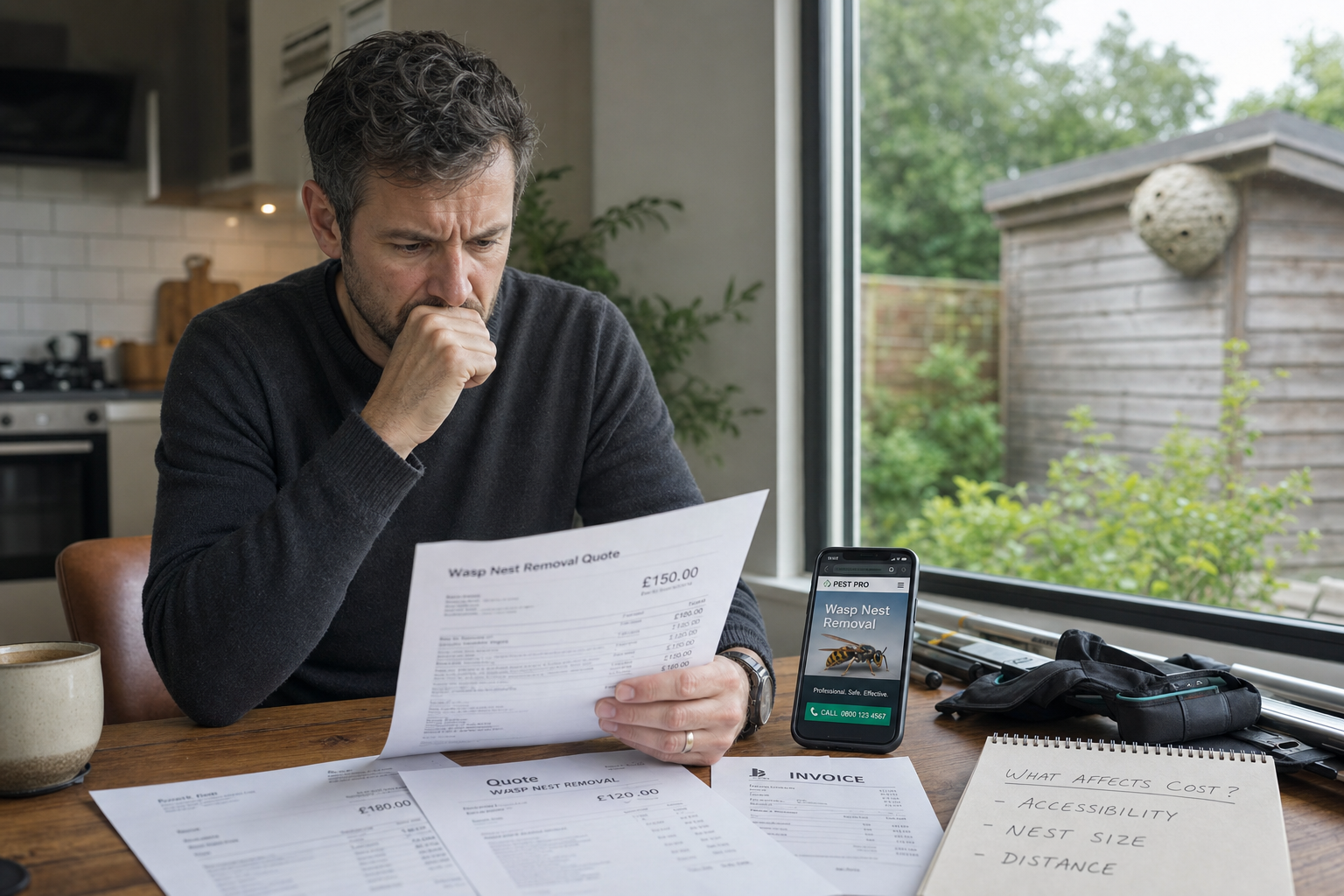 Professional verwijdert wespennest veilig